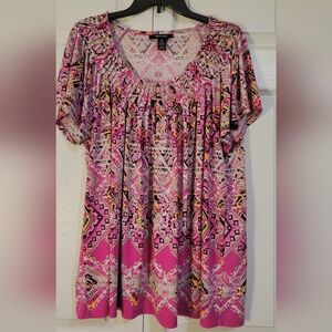Style & Co. Pink Geometric Blouse